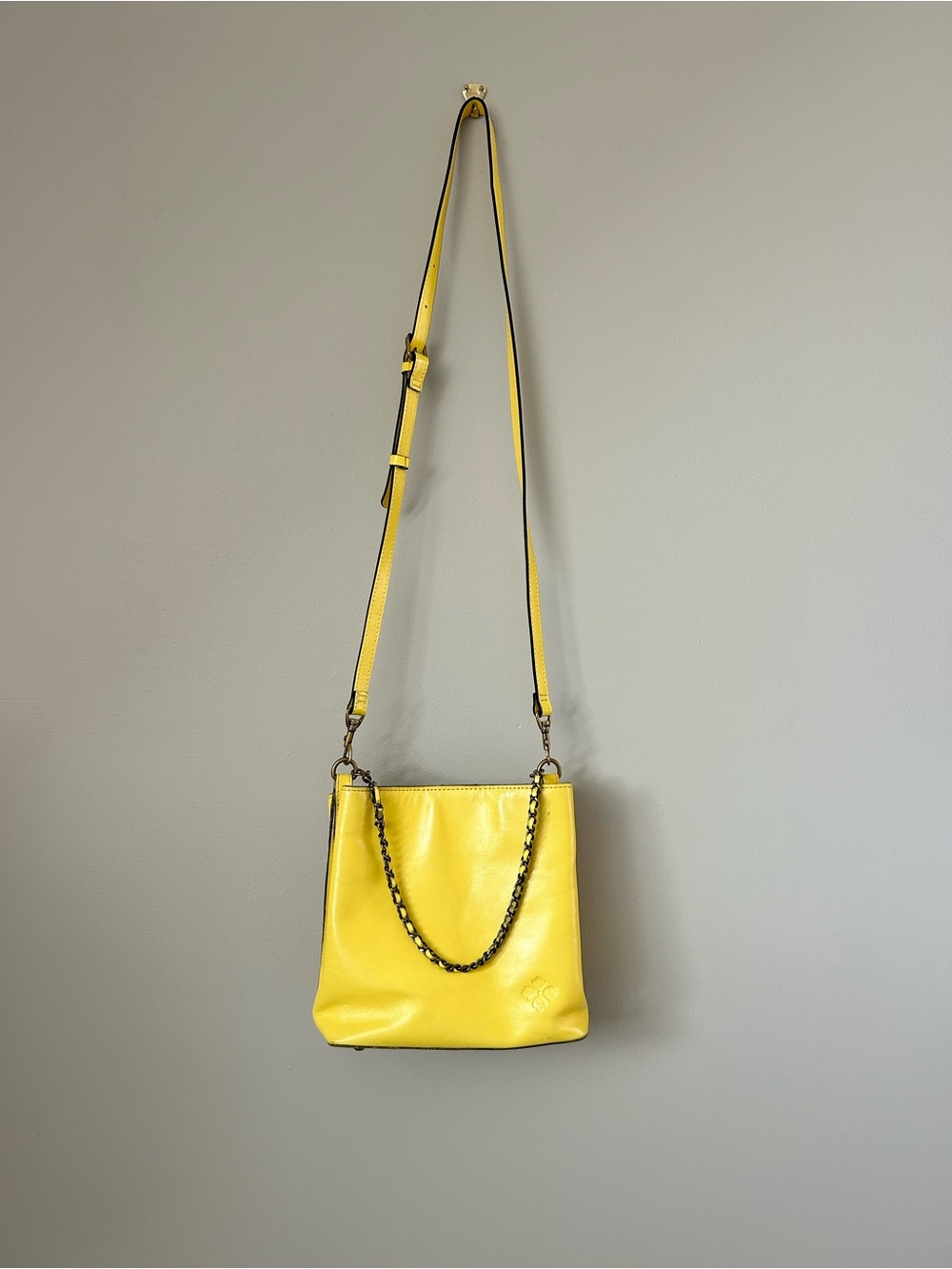 Patricia Nash Ledra Bucket Yellow Leather Crossbody Bag
